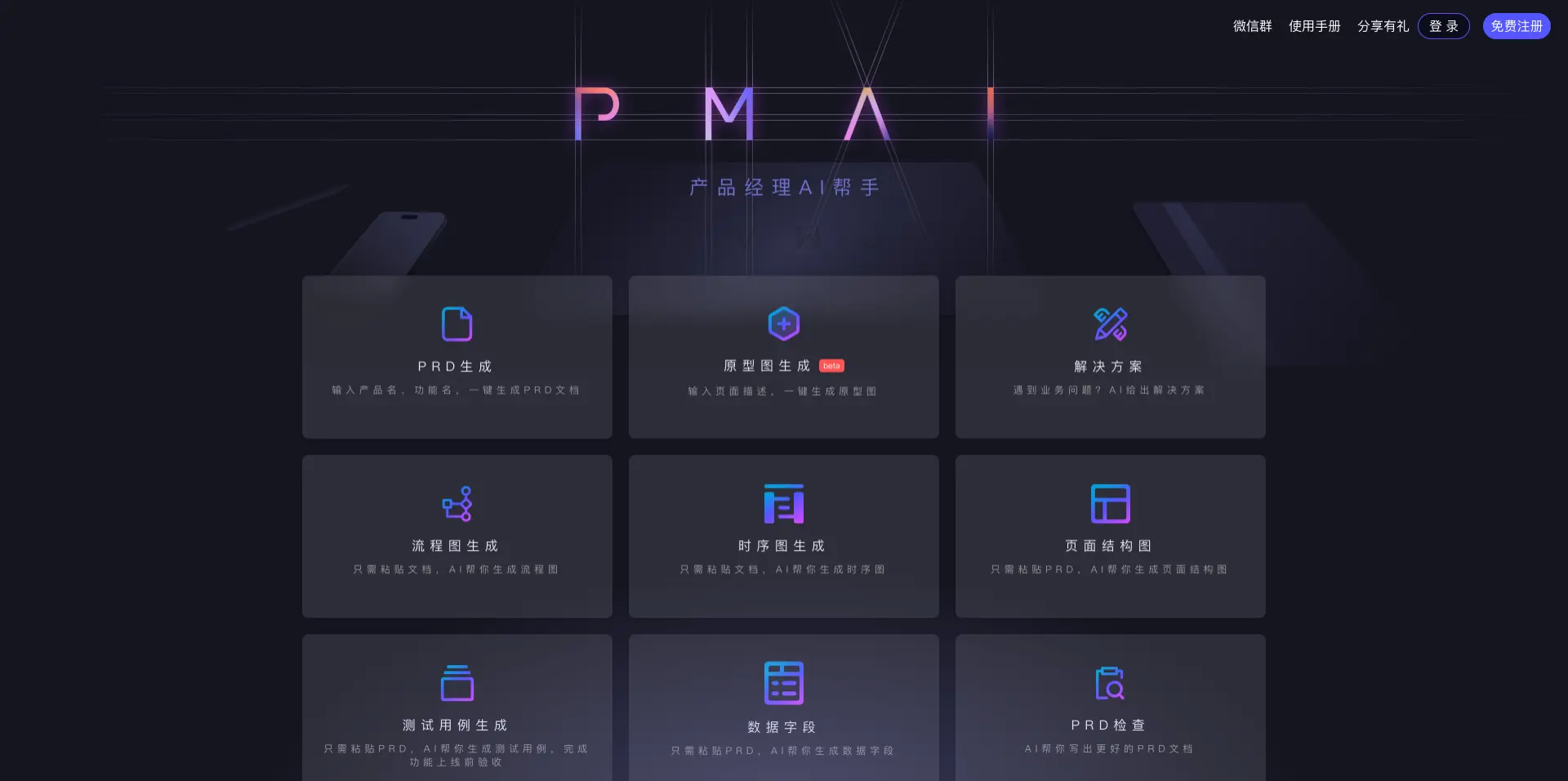 PMAI:产品经理的AI助手,支持一键生成PRD文档、原型图、流程图等