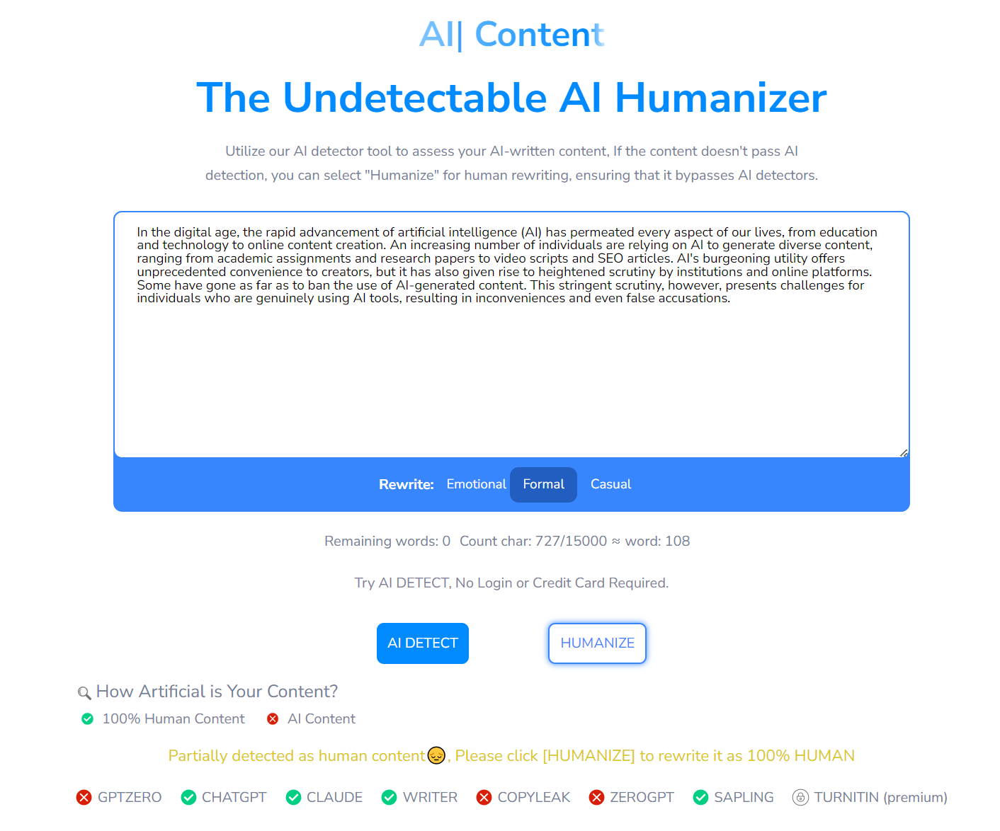 AI Undetect:智能AI内容检测与重写工具