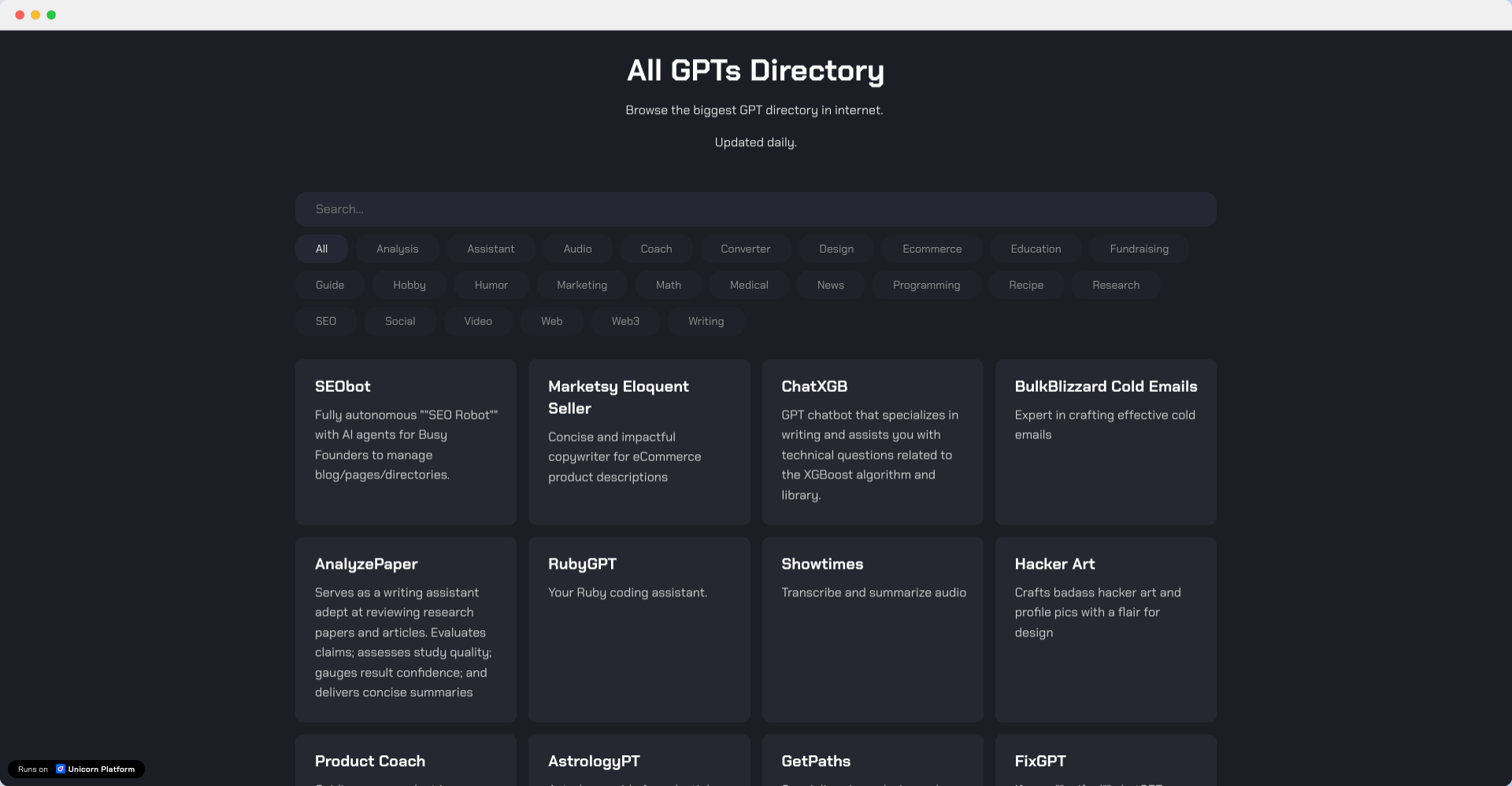 AllGPTs - 汇聚全球最全面的 GPTs 工具