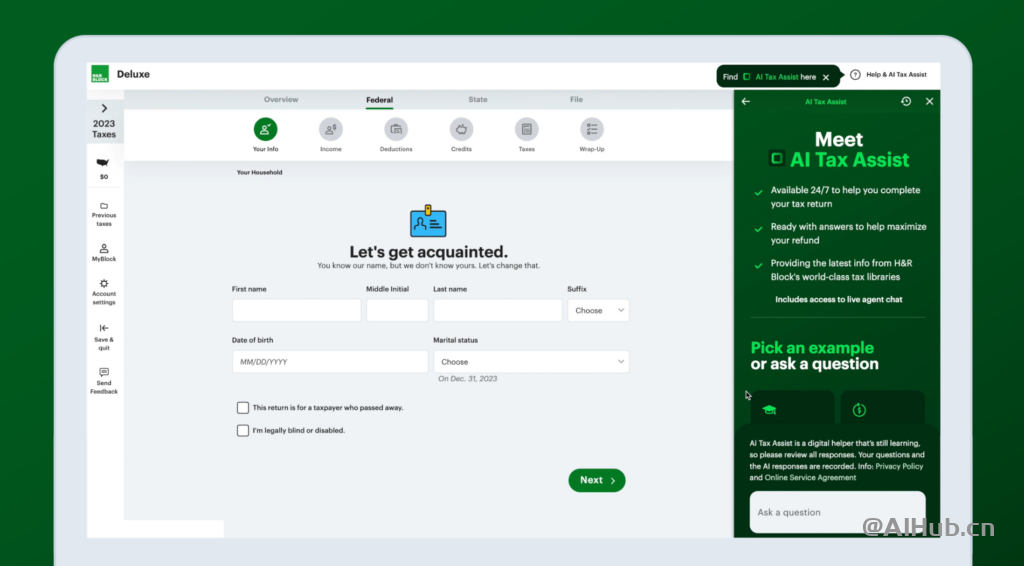 全球最大税务机构之一H&R Block,正式发布生成式AI报税助手AI Tax Assist