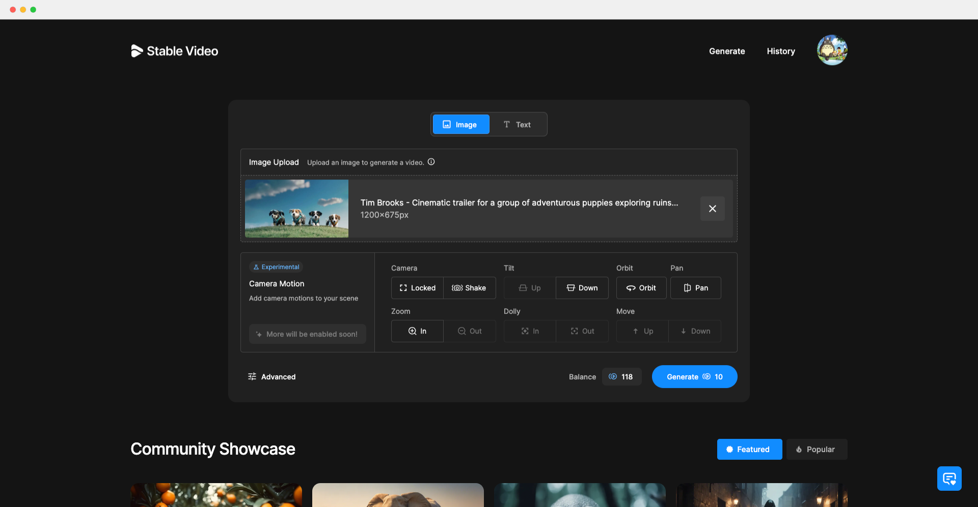 Stable Video使用界面