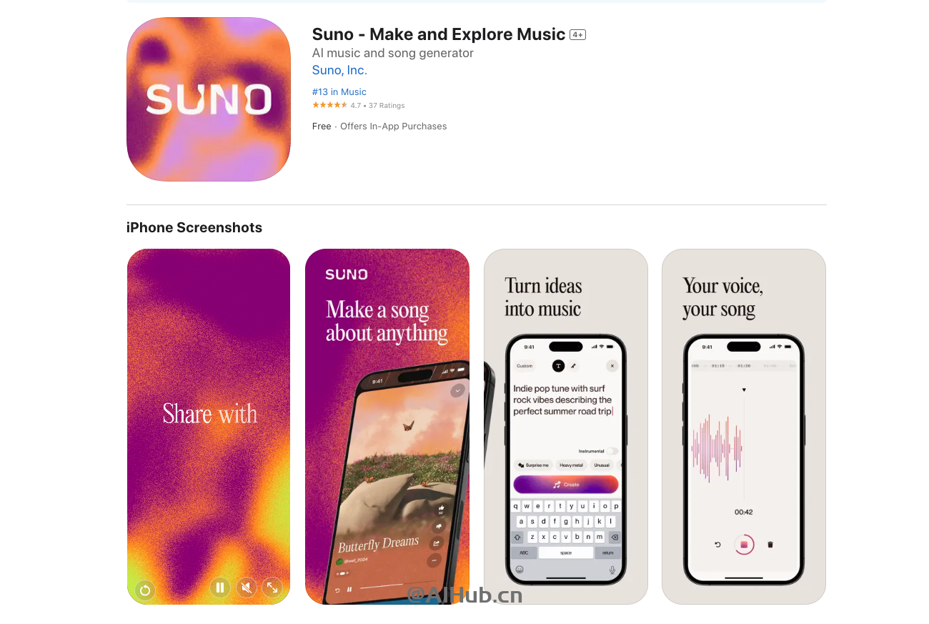 AI音乐生成创企Suno AI推出iOS App