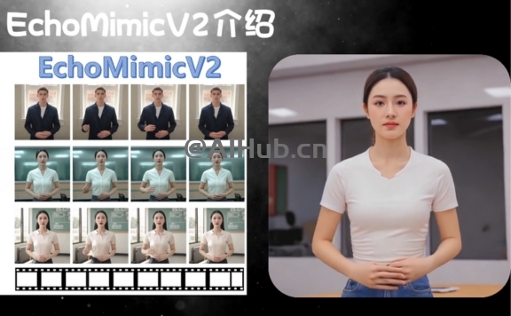 EchoMimicV2 - 蚂蚁推出的开源AI数字人模型，音频驱动人物动作生成逼真动态角色