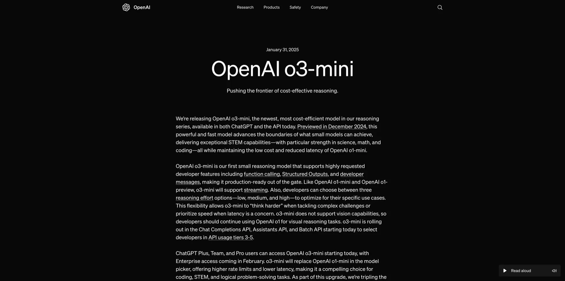 OpenAI o3-mini