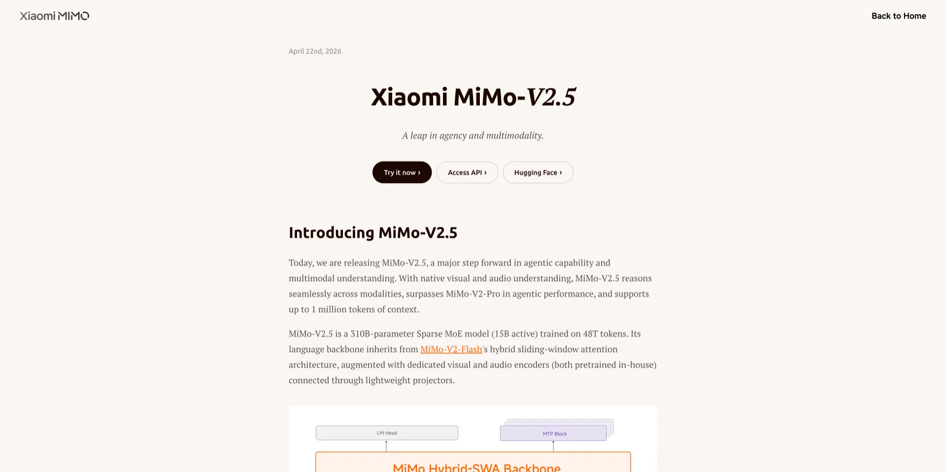 MiMo-V2.5 - 小米开源的原生多模态 Agent 大模型，支持百万上下文