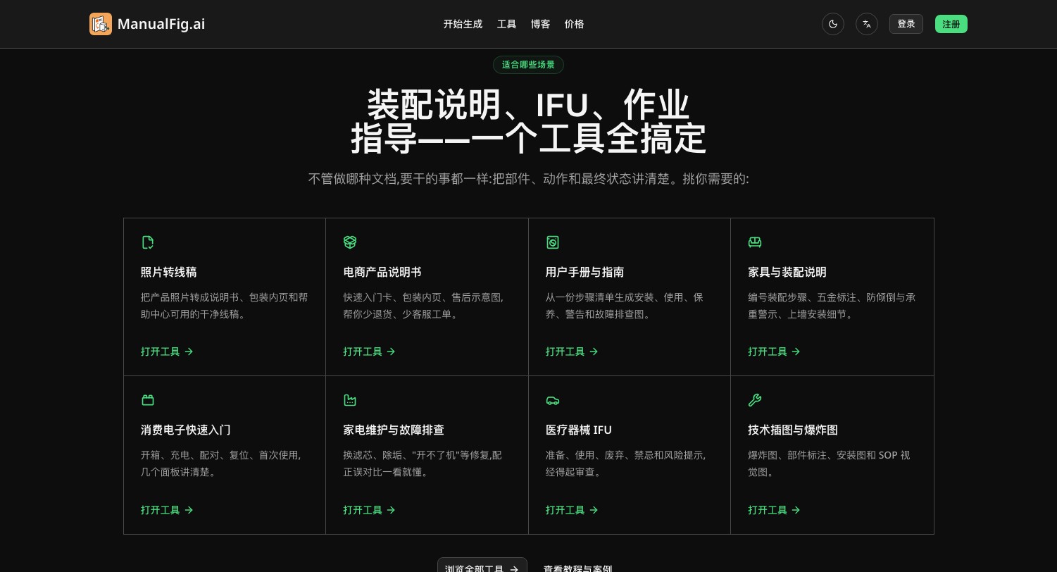 ManualFig - AI 产品说明书插图生成器,照片秒变装配说明与线稿