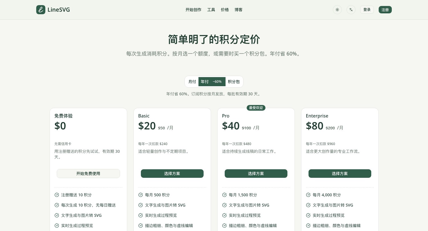 LineSVG - AI 线稿生成器与图片转 SVG,生成线宽颜色可改的矢量线稿
